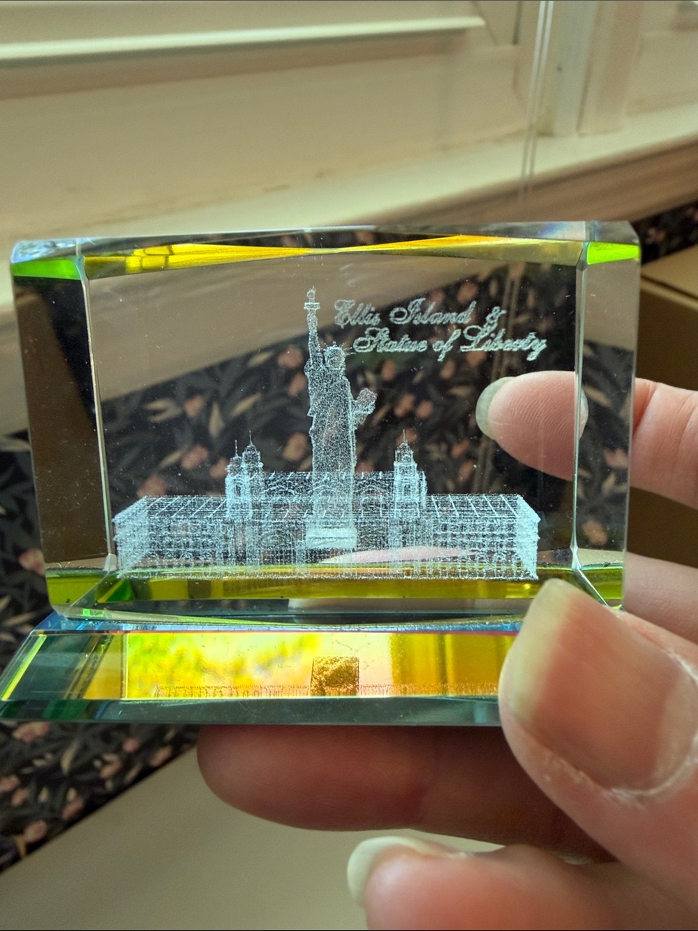 Laser etched crystal paperweight 3D Statue of Liberty New York